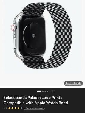 Solacebands Black and White Checkered Loop Watch Band for Apple Watch